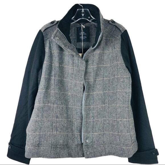 NWT Prana Grey black wool herringbone Caprise convertible jacket medium - Picture 2 of 14